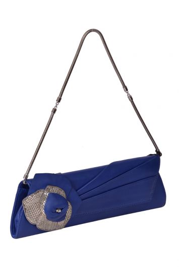 Versace Leather Blue Sling with Sequin Rose