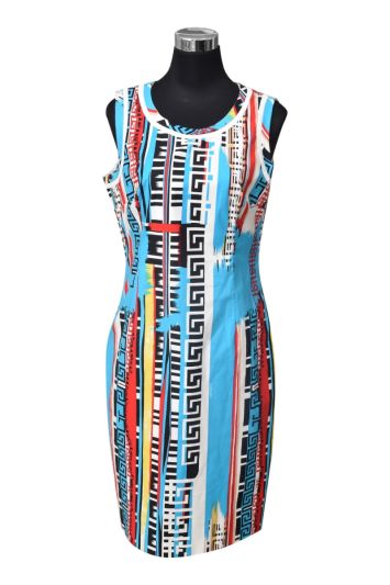 Versace Multicolor Printed Sleeveless Dress