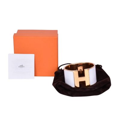 HERMES WHITE CLIC CLAC H ENAMEL