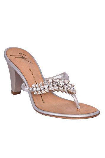 Guiseppe Zanotti Silver Stoned Sandals