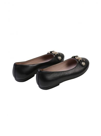 YOUNG VERSACE BLACK SIGNATURE BALLET FLAT