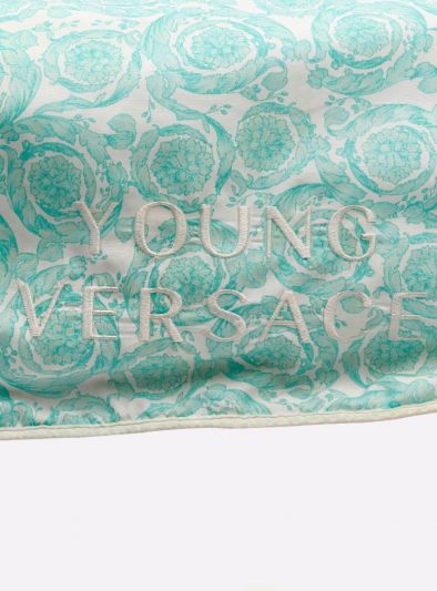 YOUNG VERSACE GREEN BAROQUE PRINT BABY BAG