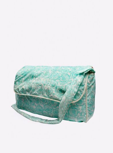 YOUNG VERSACE GREEN BAROQUE PRINT BABY BAG