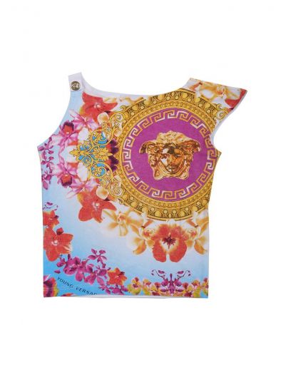 YOUNG VERSACE MULTI COLOUR MEDUSA TOP