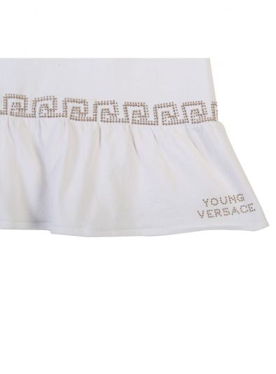 YOUNG VERSACE WHITE PEPLUM CRYSTAL TOP