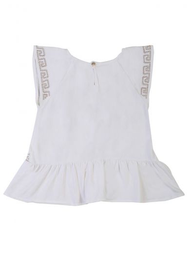 YOUNG VERSACE WHITE PEPLUM CRYSTAL TOP