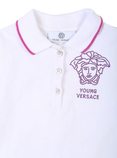 YOUNG VERSACE WHITE & PURPLE CRYSTAL TOP