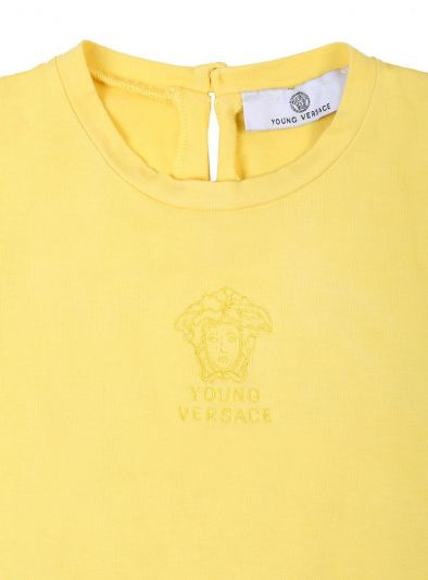 YOUNG VERSACE YELLOW MEDUSA EMBROIDERY TOP