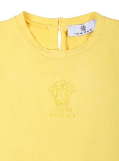 YOUNG VERSACE YELLOW MEDUSA EMBROIDERY TOP