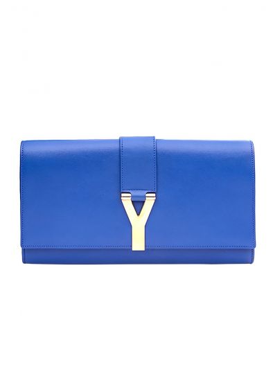 YSL PLAIN LEATHER Y LINGE CLUTCH