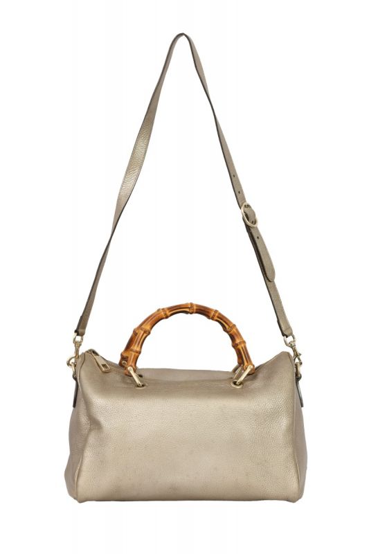 GUCCI BAMBOO LEATHER GOLDEN BOSTON BAG