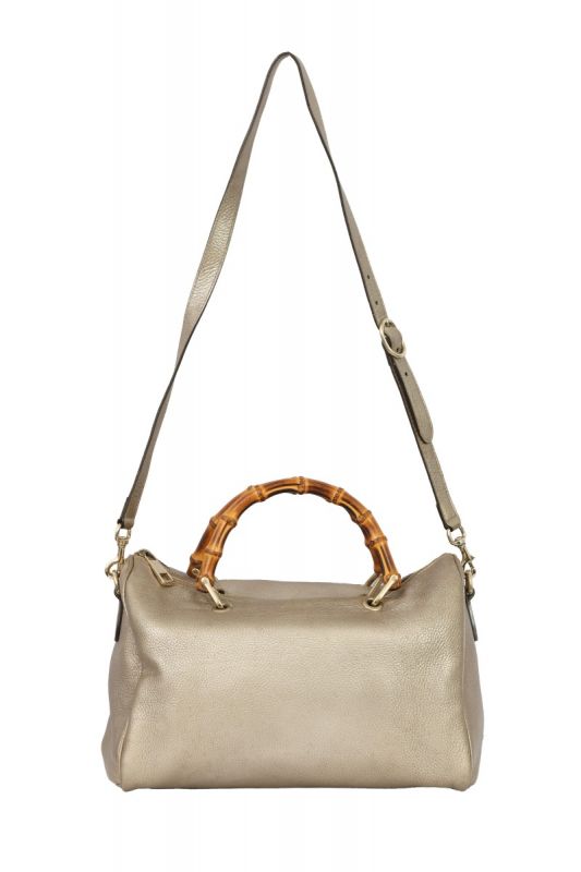 GUCCI BAMBOO LEATHER GOLDEN BOSTON BAG 