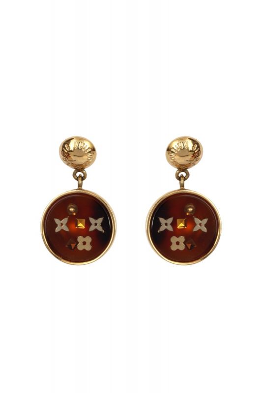 LOUIS VUITTON LOGO METAL INCLUSION EARRINGS