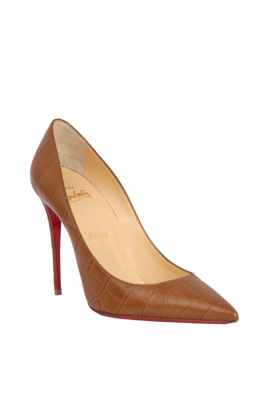CHRISTIAN LOUBOUTIN KATE CROC EMBOSSED POINTED TOE PUMPS