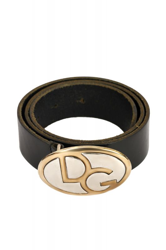 DOLCE & GABBANA SIZE- 75 CM/ 30 INCH BLACK LEATHER LOGO BUCKLE BELT 