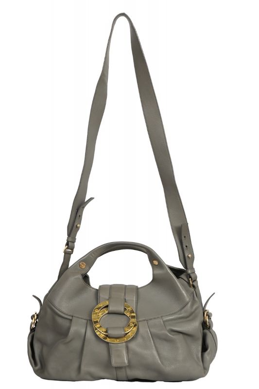 BVLGARI GREY CHANDRA LEATHER HANDBAG
