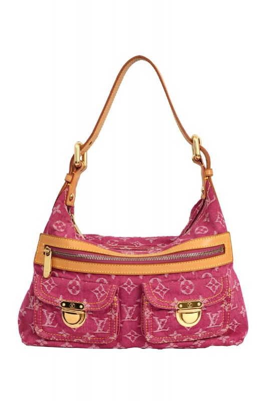 LOUIS VUITTON FUCHSIA DENIM MONOGRAM DENIM BAGGY PM BAG 
