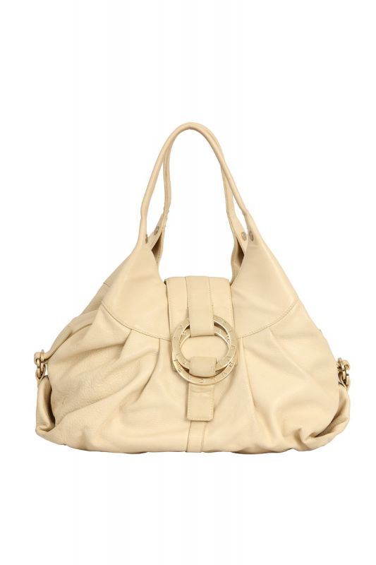 BVLGARI OFF-WHITE CHANDRA LEATHER SHOULDER BAG