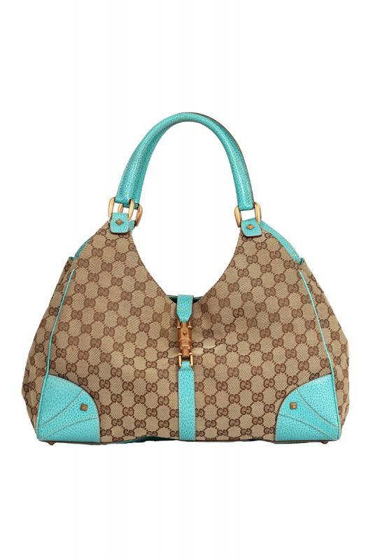 GUCCI CANVAS NAILHEAD JACKIE SHOULDER BAG