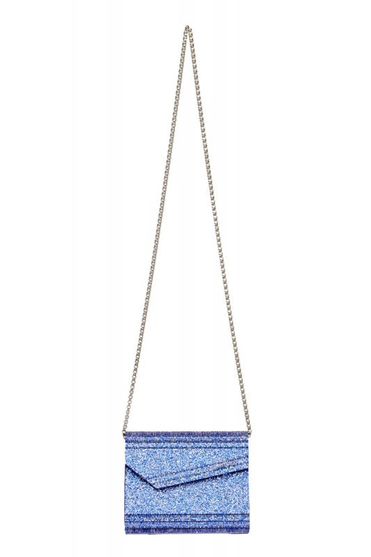 JIMMY CHOO BLUE GLITTER CANDY CLUTCH 