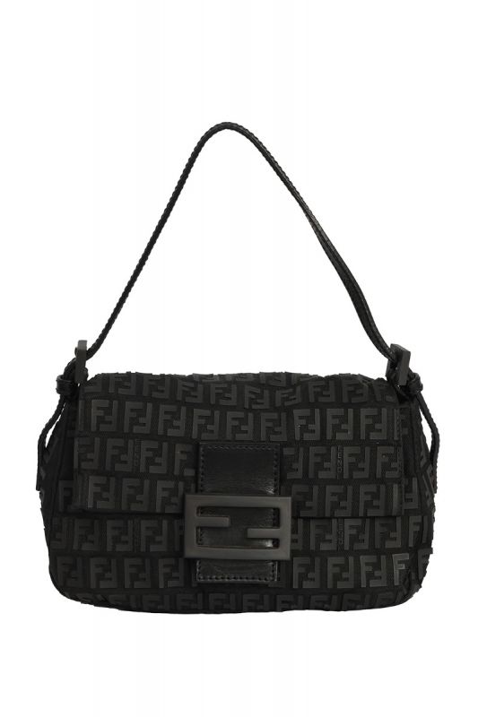 FENDI ZUCCHINO CANVAS MAMA BAGUETTE SHOULDER BAG