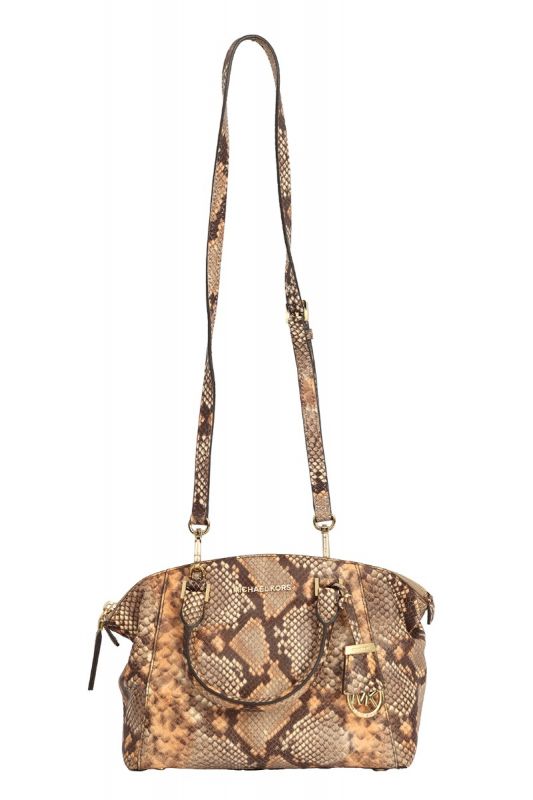 MICHAEL KORS RILEY SMALL EMBOSSED-LEATHER SATCHEL BAG