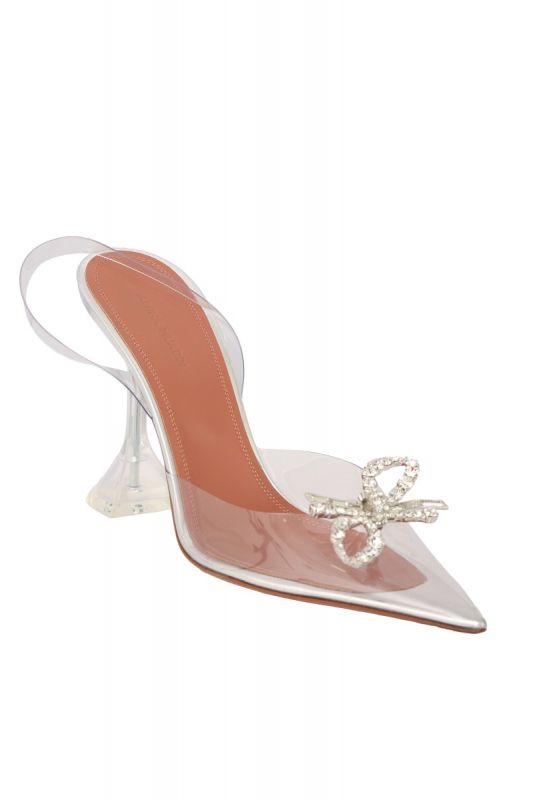 AMINA MUADDI SIZE EU – 40  ROSE GLASS SLINGBACK PUMP 