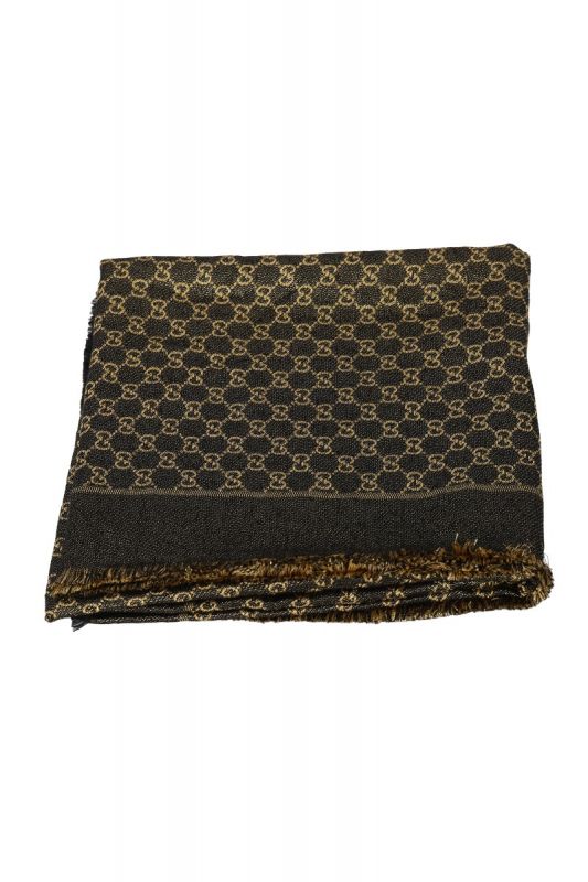 GUCCI GG BLACK JACQUARD REVERSIBLE SHAWL 