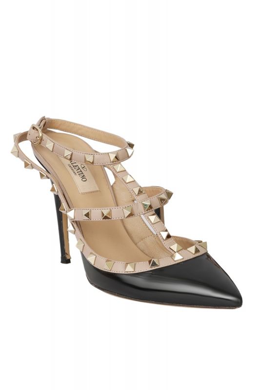 VALENTINOGARAVANI SIZE- EU 39 ROCKSTUD PATENT LEATHER CAGED PUMPS