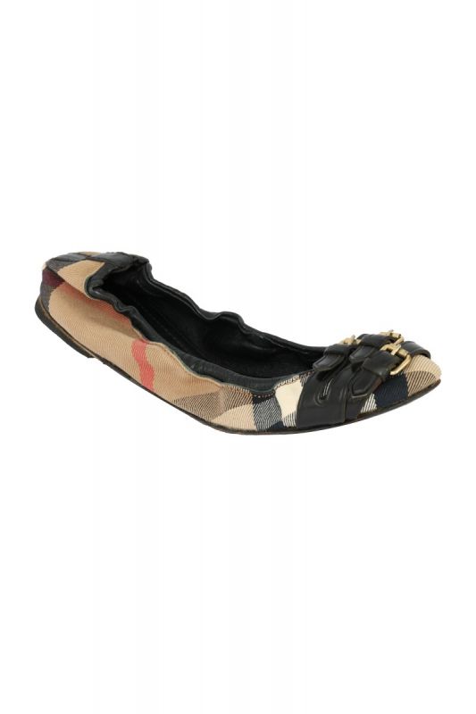 BURBERRY SIZE-EU 36 HOUSE CHECK BUCKLE DETAIL BALLET FLATS