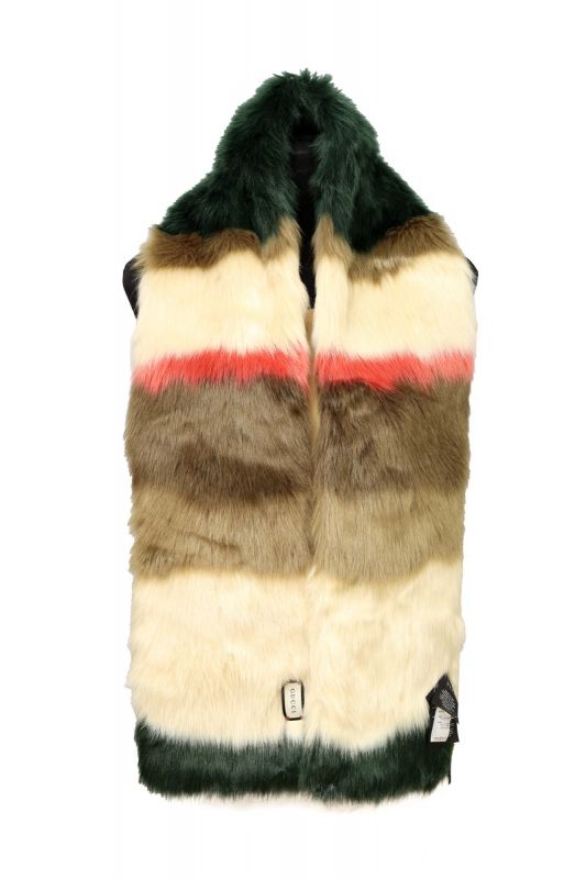 GUCCI MULTICOLOR FAUX FUR SCARF