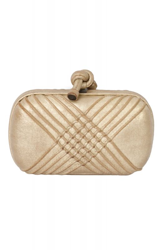 BOTTEGA VENETA CRISS-CROSS LEATHER KNOT CLUTCH