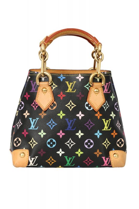 LOUIS VUITTON BLACK MULTICOLOR MURAKAMI AUDRA TOP HANDLE BAG 