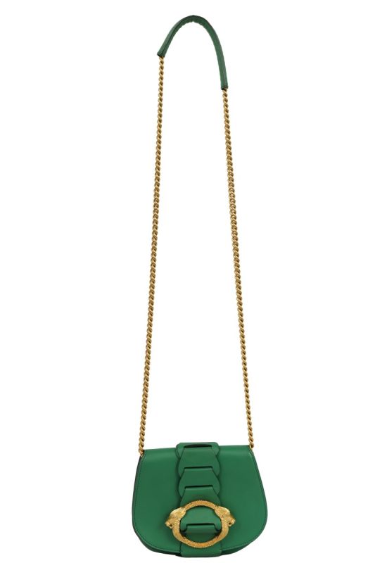 ROBERTO CAVALLI GREEN CALFSKIN SLING BAG  