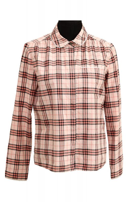 BURBERRY SIZE- UK 8/S PLAID PRINT LONG SLEEVE BUTTON-UP TOP