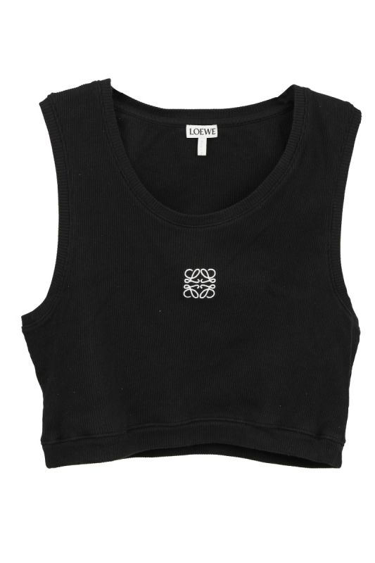 LOEWE SIZE-L ANAGRAM COTTON JERSEY  CROPPED TANK TOP