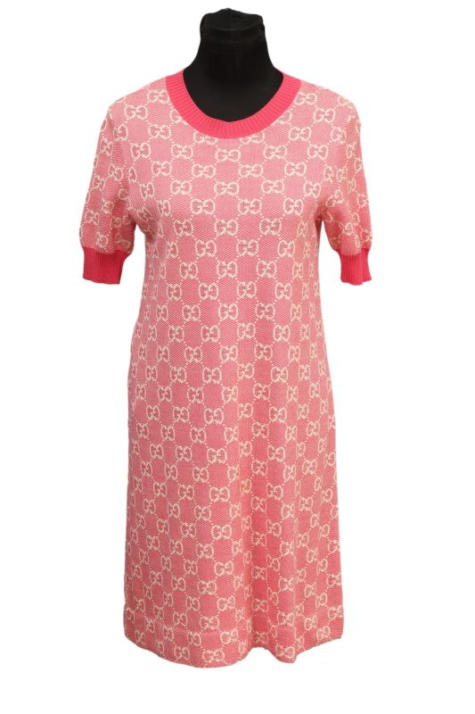  GUCCI SIZE- M PINK MONOGRAM DRESS 
