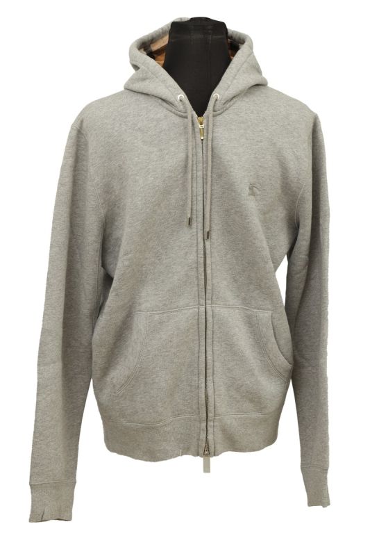 BURBERRY SIZE-M GREY ZIP UP HOODIE