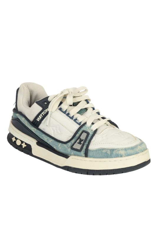 LOUIS VUITTON SIZE 8 DENIM TRAINER SNEAKERS