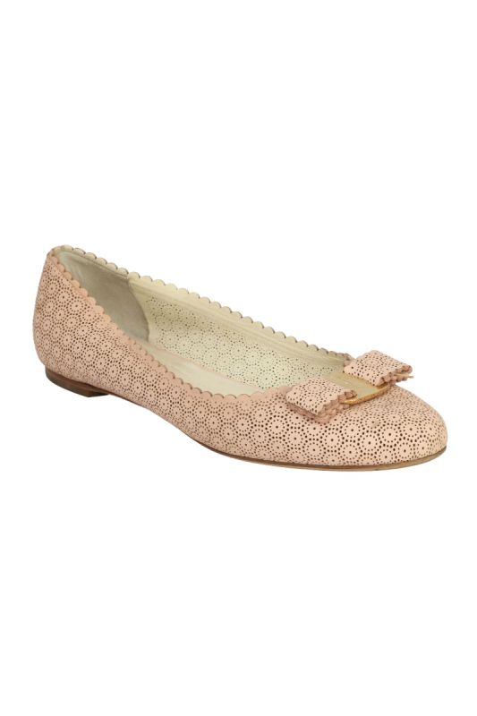 SALVATORE FERRAGAMO SIZE-8.5 VARA BOW FLATS