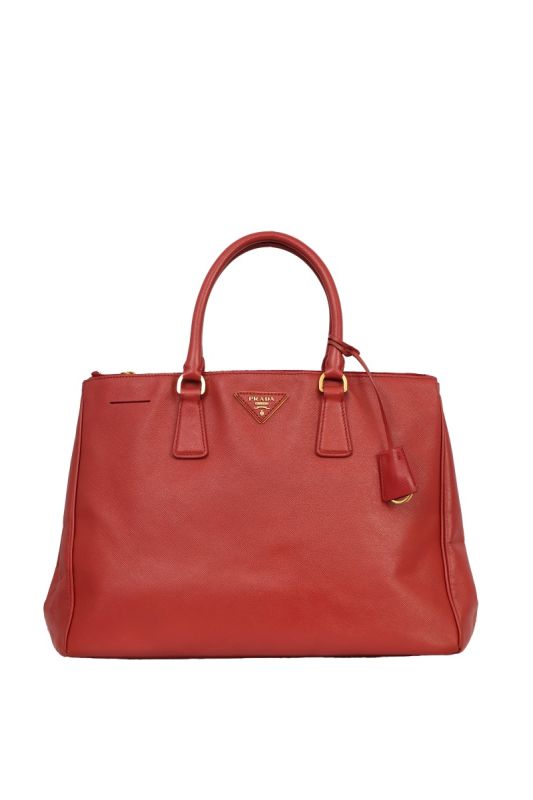 PRADA RED SAFFIANO LARGE LUX LEATHER TOTE BAG 