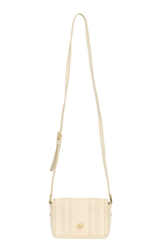 TORY BURCH OFF WHITE LEATHER FLAP CROSSBODY BAG