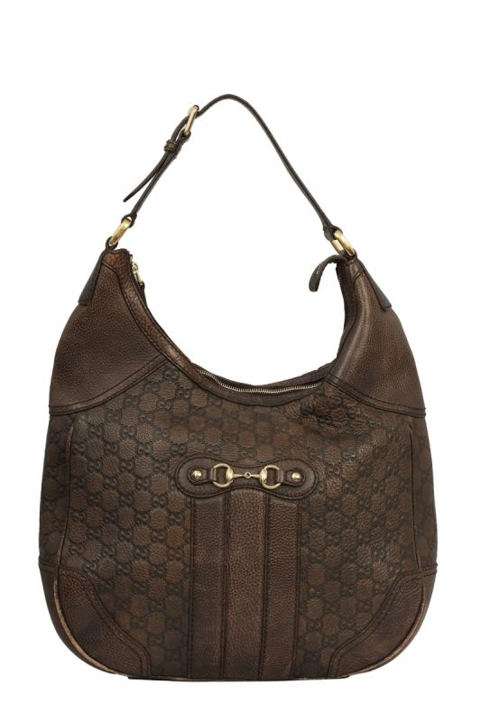GUCCI BROWN LEATHER CATHERINE HOBO BAG