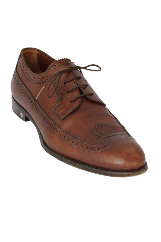 LOUIS VUITTON SIZE-UK 7.5/ EU 42BROWN LEATHER LACE-UP LOAFERS