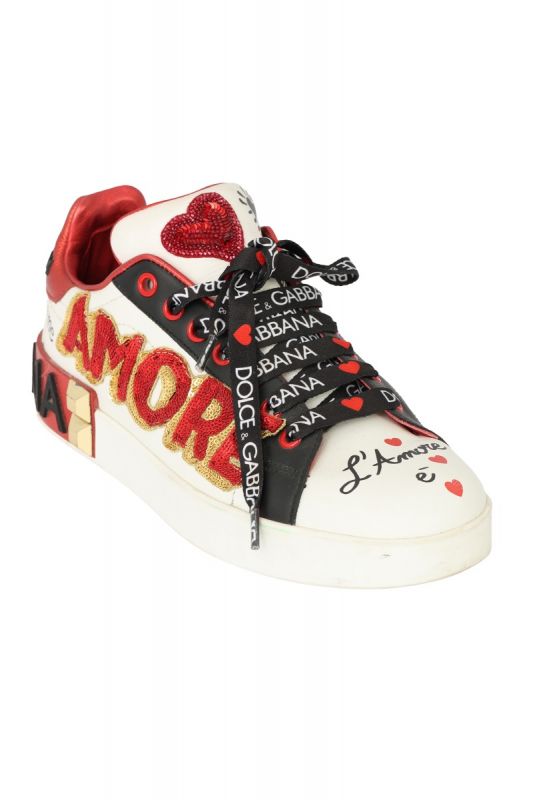 DOLCE & GABBANASIZE- EU 37 WHITE DG AMORE LOGO SNEAKERS