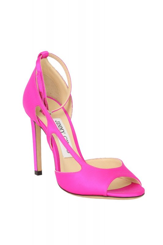 JIMMY CHOO SIZE- EU 35.5 LIU 100 FUCHSIA SATIN SANDALS