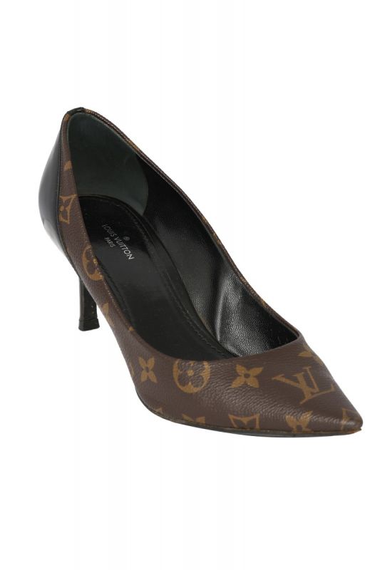 LOUIS VUITTON SIZE- EU 38 BROWN MONOGRAM CHERIE PUMPS