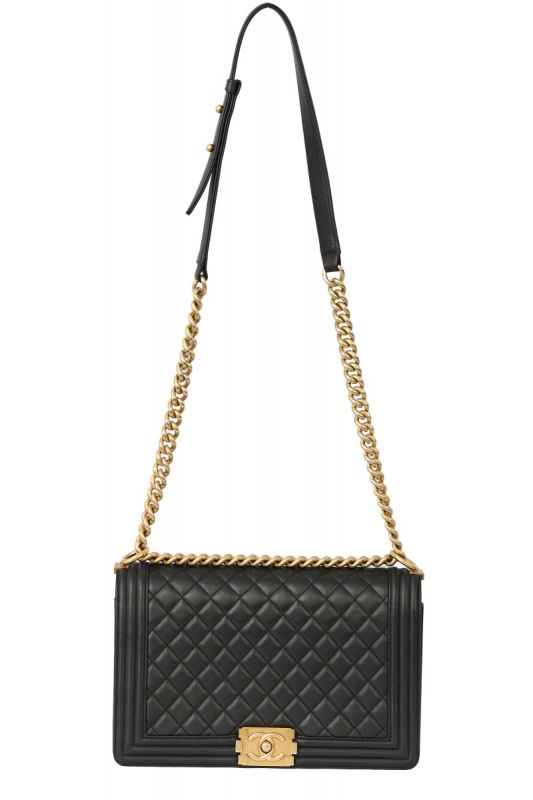 CHANEL BLACK MEDIUM BOY LEATHER BAG  