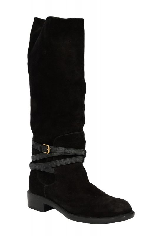 LOUIS VUITTON SIZE- EU 40 BLACK CROSSROADS SUEDE HIGH BOOTS