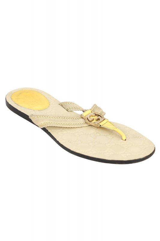 GUCCI SIZE- EU 39 YELLOW GG THONG SLIPPERS